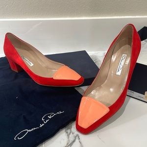 Oscar De La Renta RILEY SUEDE AND PATENT LEATHER heels